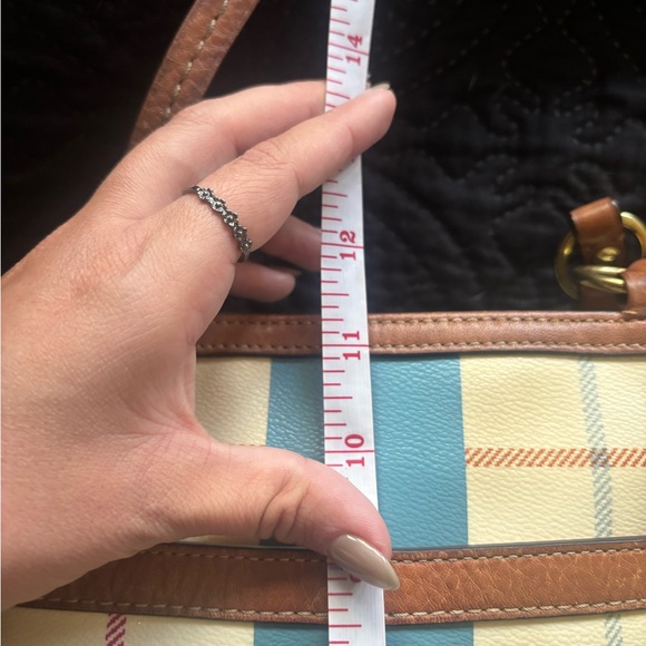 Coach Multicolor Plaid Tote with Blue Stripe - Picture 14 of 14